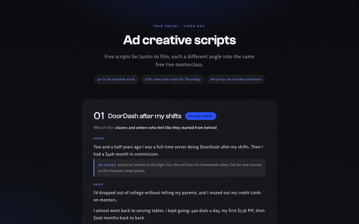 Ad creative scripts preview